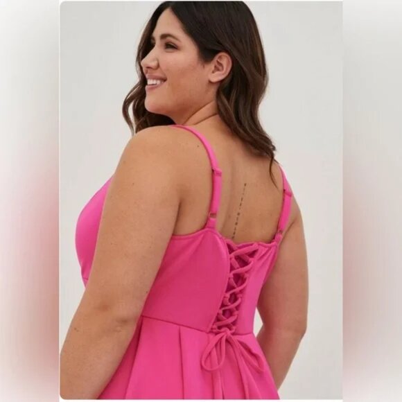 Torrid Mini Scuba Skater Dress Pink Glo 2X - Picture 3 of 16